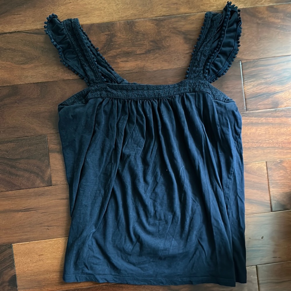 Navy Tank Top from LOFT - ruffle straps